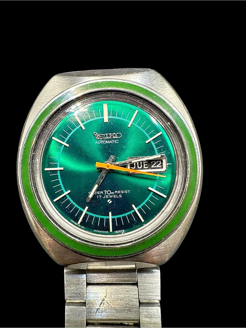 Seiko 6106-8259 Green Dial Automatic Watch. Rare Dainiseikosha movement.